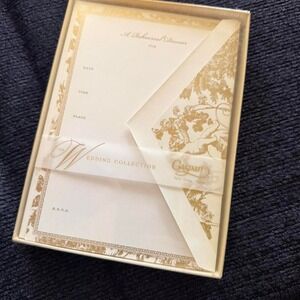 Vintage Caspari (10cards) Romantic toile gold wedding invitations wedding cards